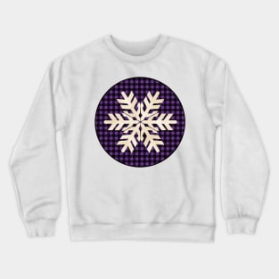 Snowflake silhouette over a black and violet tile pattern Crewneck Sweatshirt